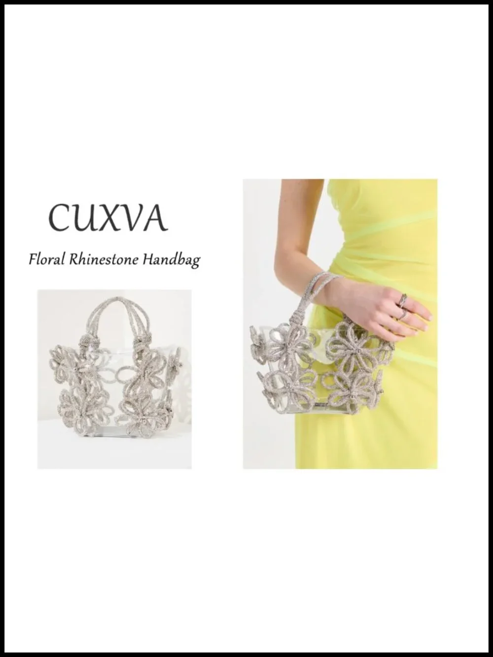 Clear Rhinestone Evening Clutch Handbag for Women Wedding Party Prom